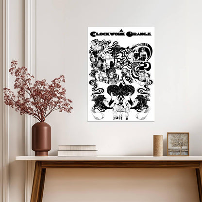 A Clockwork Orange Poster | Black and White Movie Collage Drawing - Movies & TV Poster