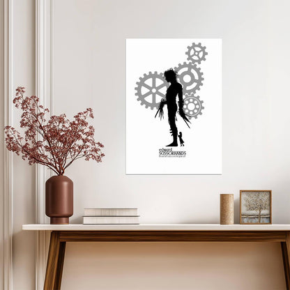 Edward Scissorhands Movie Poster | Silhouette with Gears - Movies & TV Poster