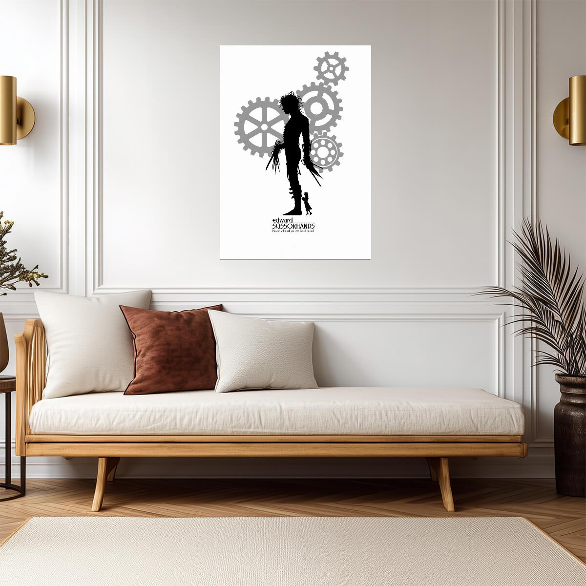 Edward Scissorhands Movie Poster | Silhouette with Gears - Movies & TV Poster