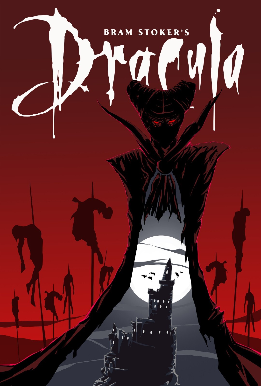 Bram Stoker's Dracula 1992 Movie Poster | Vampire Silhouette and Castle - Movies & TV Poster