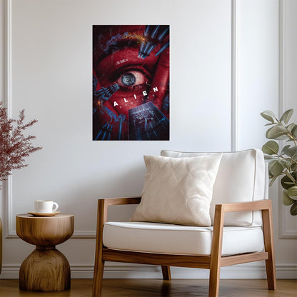 Alien Romulus Horror Movie Poster | Illustrated Red Eye Collage - Movies & TV Poster