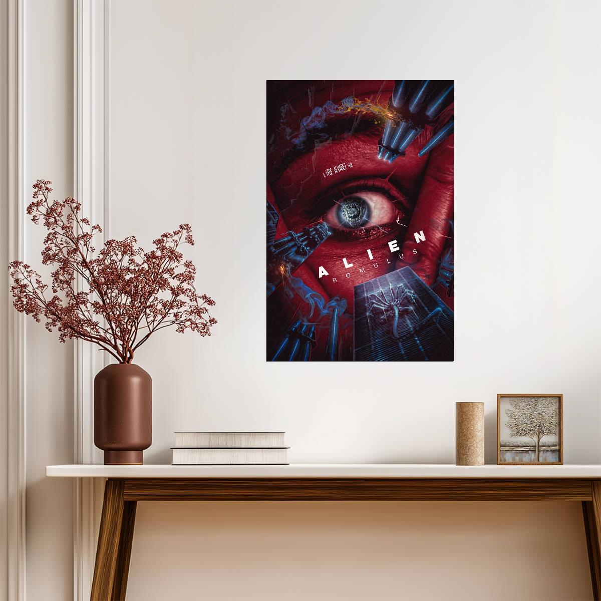 Alien Romulus Horror Movie Poster | Illustrated Red Eye Collage - Movies & TV Poster