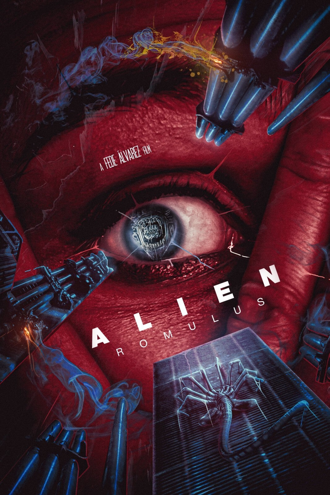 Alien Romulus Horror Movie Poster | Illustrated Red Eye Collage - Movies & TV Poster