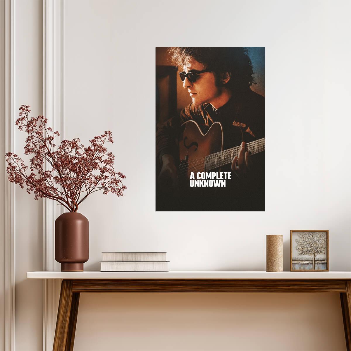 A Complete Unknown Bob Dylan Poster | Timothee Chalamet with Guitar - Movies & TV Poster