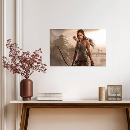 Tomb Raider Poster | Lara Croft with a Bow on Shipwreck Beach - Video Games Poster