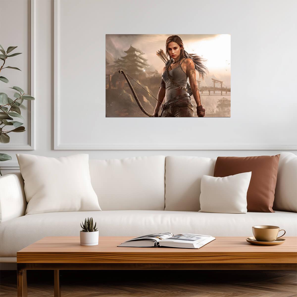 Tomb Raider Poster | Lara Croft with a Bow on Shipwreck Beach - Video Games Poster