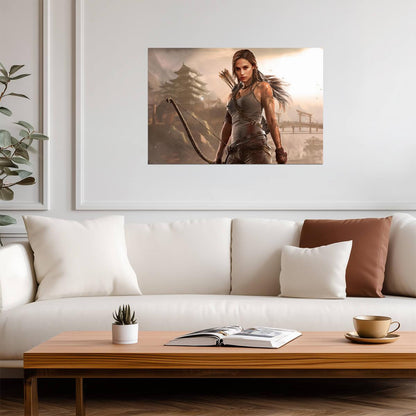 Tomb Raider Poster | Lara Croft with a Bow on Shipwreck Beach - Video Games Poster
