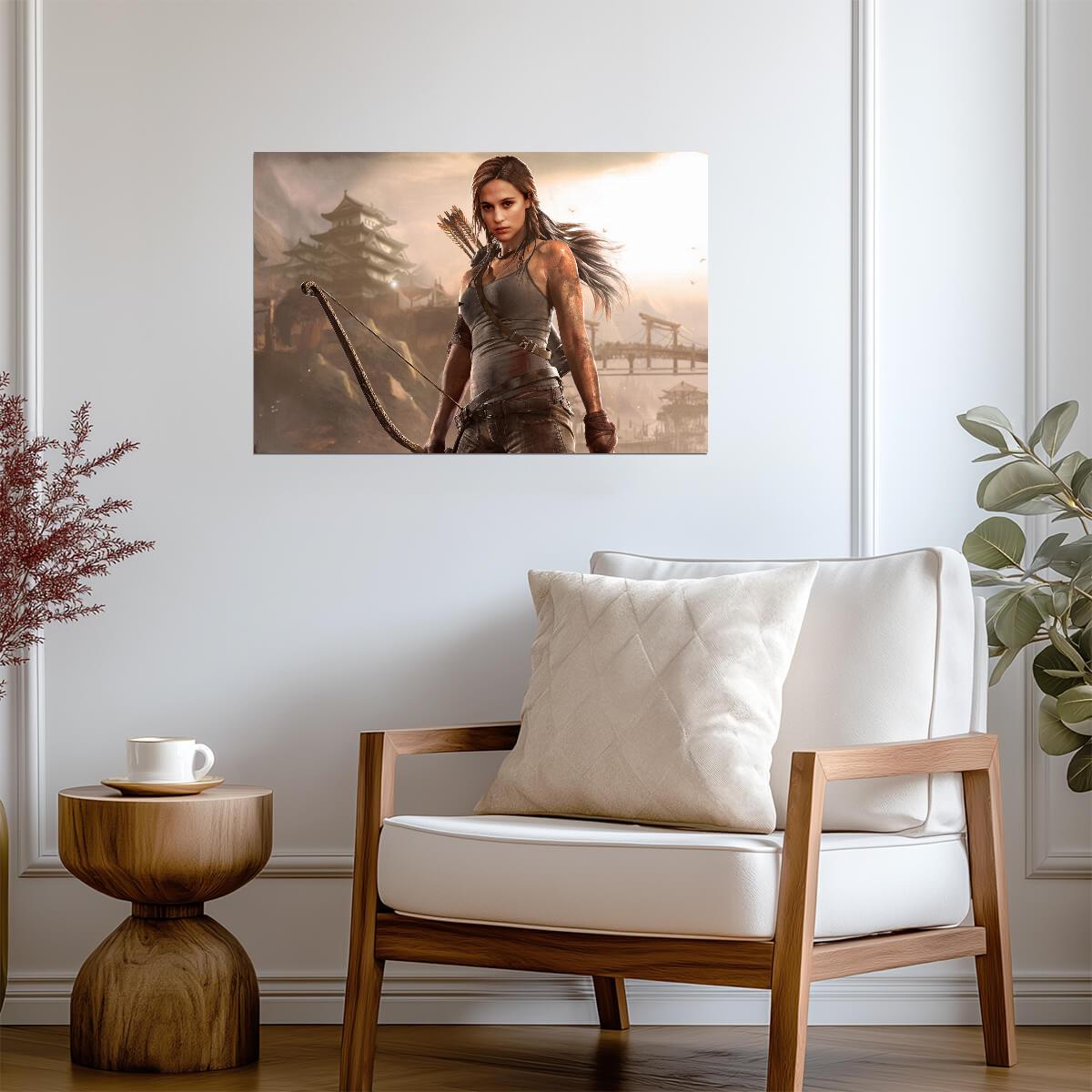 Tomb Raider Poster | Lara Croft with a Bow on Shipwreck Beach - Video Games Poster