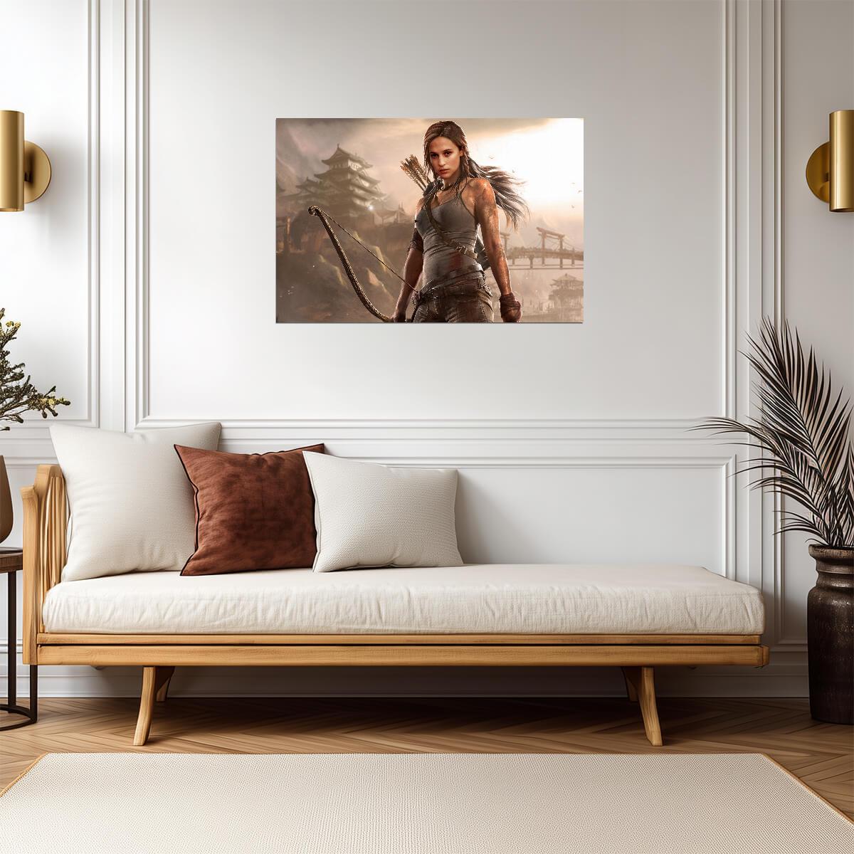 Tomb Raider Poster | Lara Croft with a Bow on Shipwreck Beach - Video Games Poster