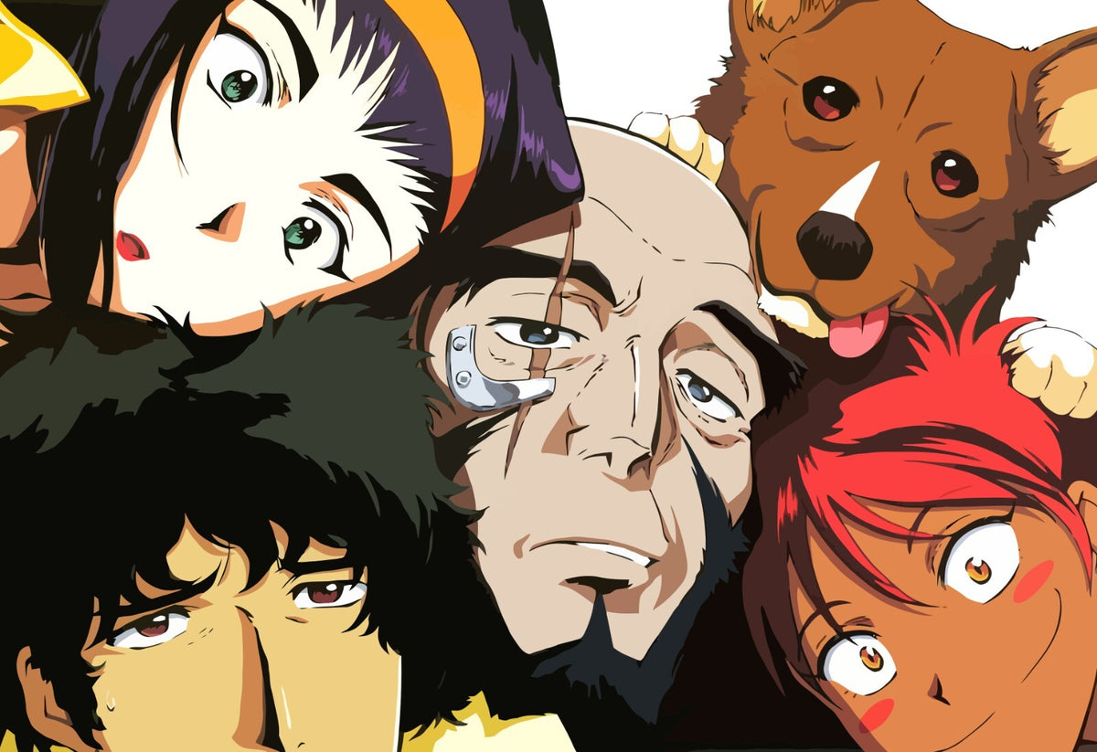 Cowboy Bebop Poster | Spike, Faye, Jet, Edward and Ein | Group Selfie Illustration - Anime Poster