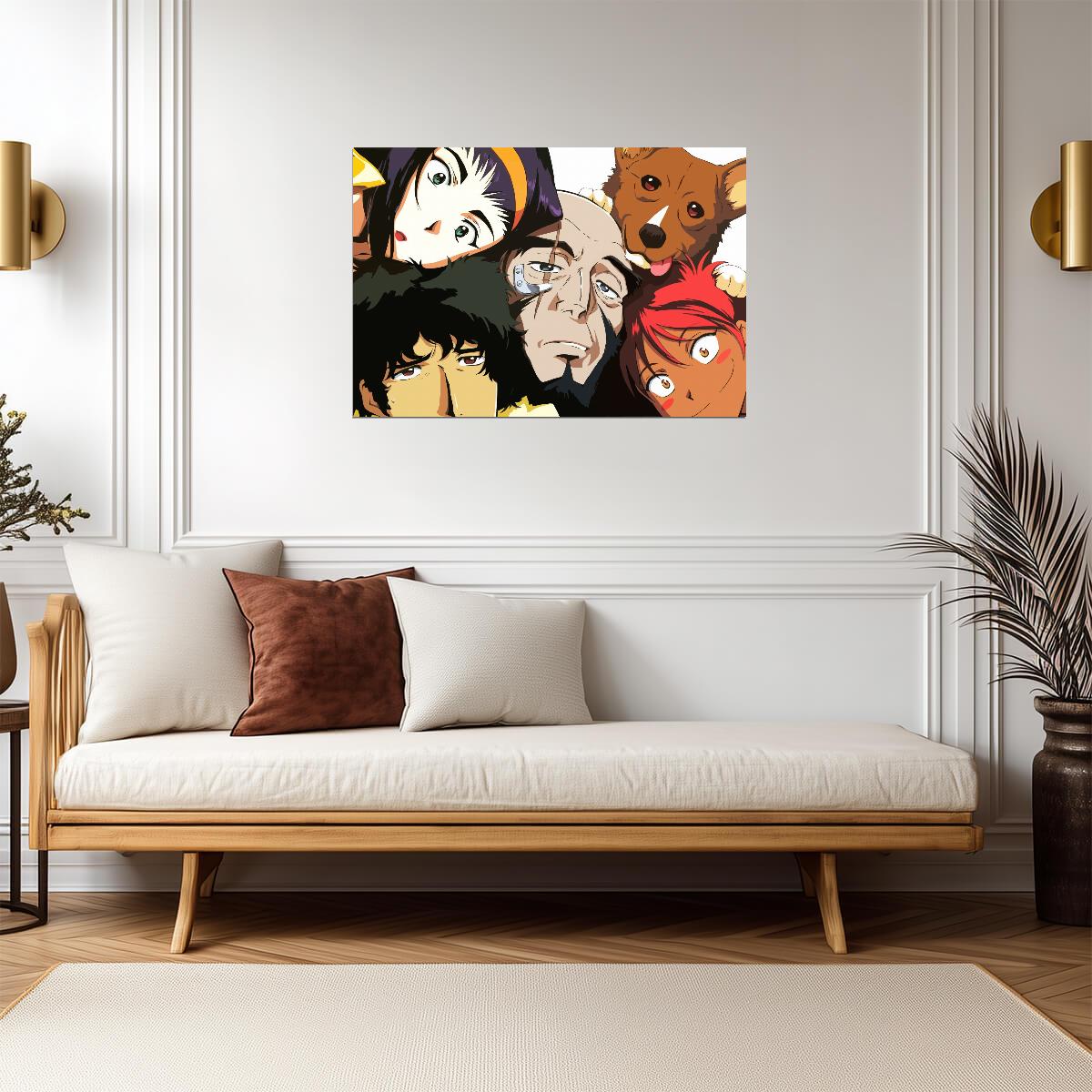 Cowboy Bebop Poster | Spike, Faye, Jet, Edward and Ein | Group Selfie Illustration - Anime Poster