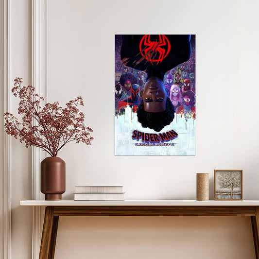 Spider-Man Across the Spider-Verse Movie Poster | Miles Upside Down above the Spider Society - Movies & TV Poster