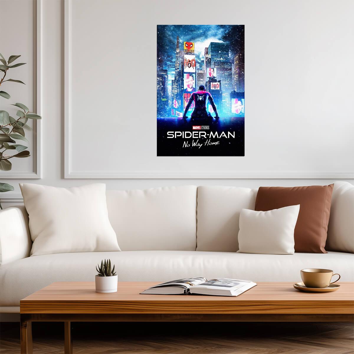 Spider-Man No Way Home Movie Poster | Spider-Man above Times Square - Movies & TV Poster
