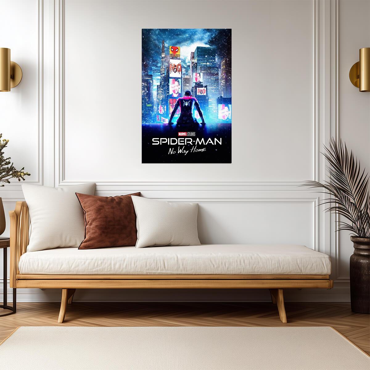 Spider-Man No Way Home Movie Poster | Spider-Man above Times Square - Movies & TV Poster
