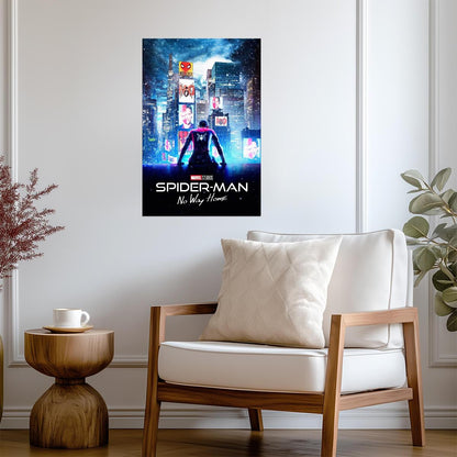 Spider-Man No Way Home Movie Poster | Spider-Man above Times Square - Movies & TV Poster