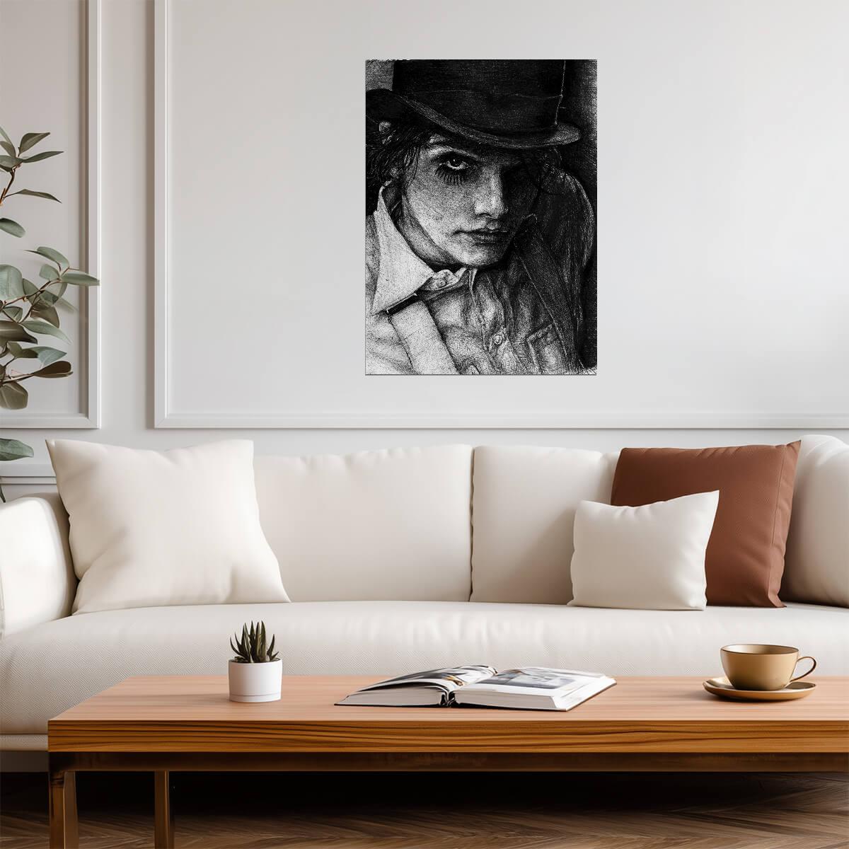 A Clockwork Orange Poster | Alex DeLarge Portrait | Black and White Pencil Drawing - Movies & TV Poster