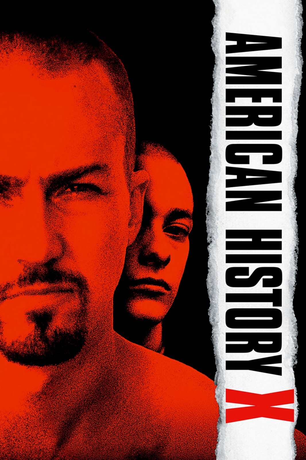 American History X Movie Poster | Edward Norton and Edward Furlong | Red Portrait Collage - Movies & TV Poster
