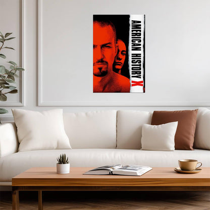 American History X Movie Poster | Edward Norton and Edward Furlong | Red Portrait Collage - Movies & TV Poster