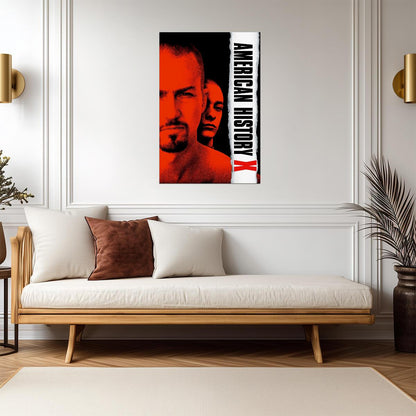 American History X Movie Poster | Edward Norton and Edward Furlong | Red Portrait Collage - Movies & TV Poster