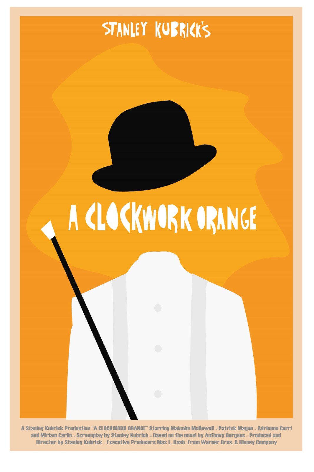 A Clockwork Orange Poster | Bowler Hat and Cane Graphic Print - Movies & TV Poster
