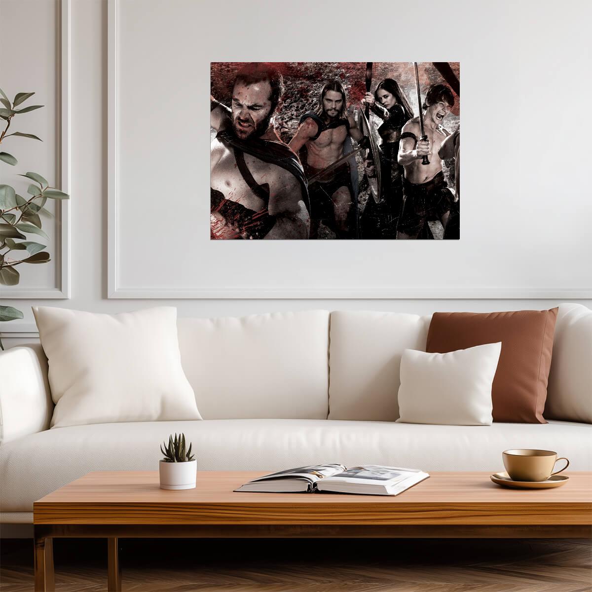 300 Poster | Spartan Warriors and Cast | Red Movie Collage Print - Movies & TV Poster