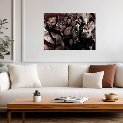 300 Poster | Spartan Warriors and Cast | Red Movie Collage Print - Movies & TV Poster