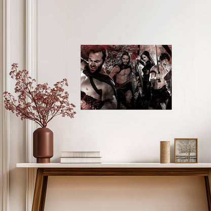 300 Poster | Spartan Warriors and Cast | Red Movie Collage Print - Movies & TV Poster