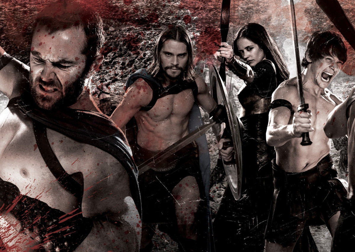 300 Poster | Spartan Warriors and Cast | Red Movie Collage Print - Movies & TV Poster