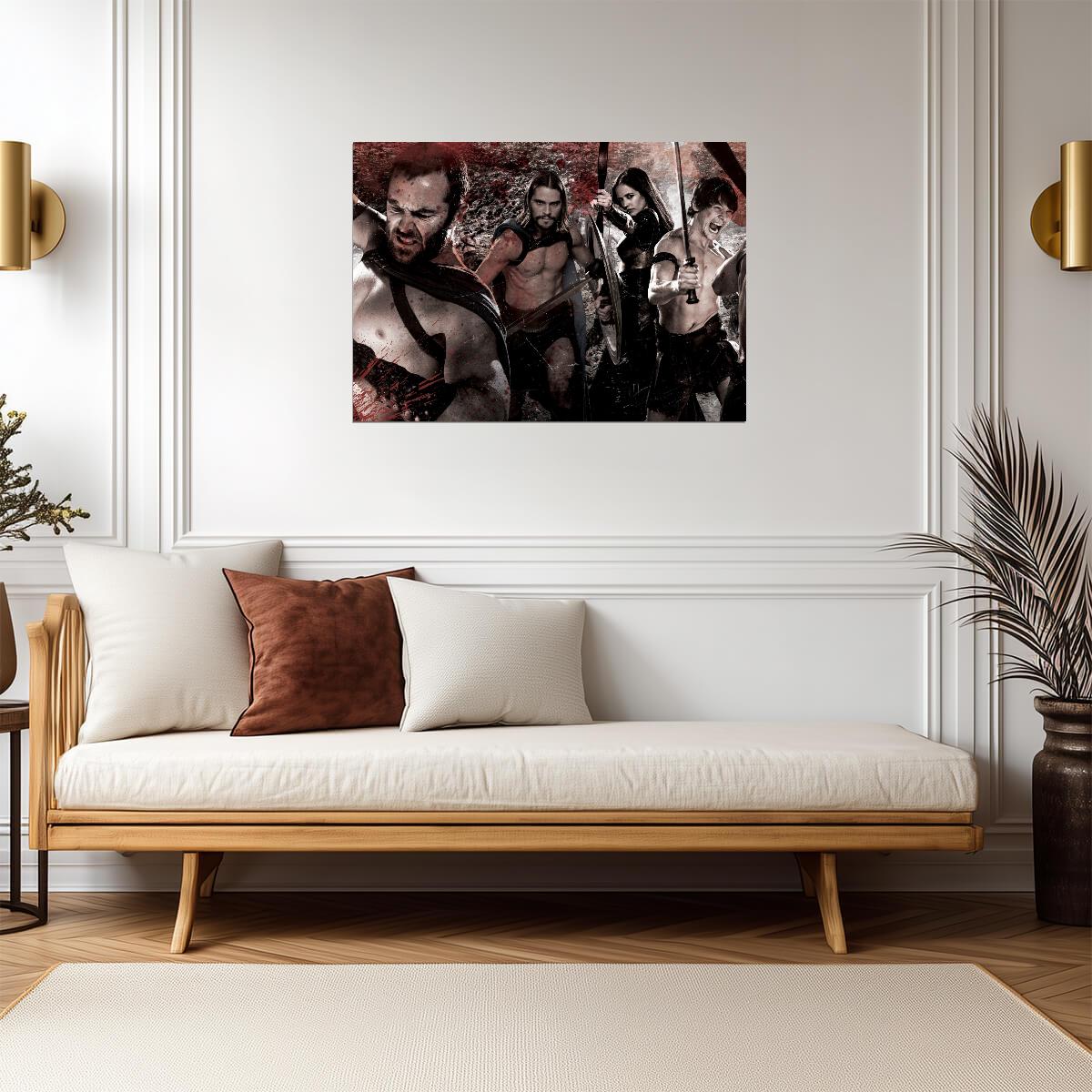 300 Poster | Spartan Warriors and Cast | Red Movie Collage Print - Movies & TV Poster