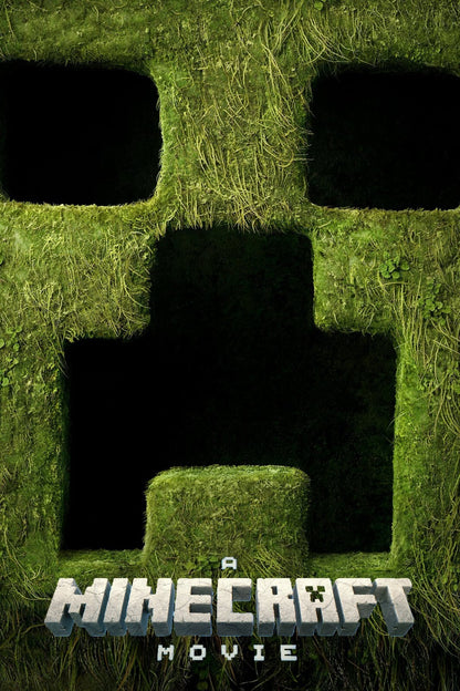 A Minecraft Movie Creeper Poster | Green Face Close-Up Print - Movies & TV Poster