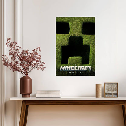 A Minecraft Movie Creeper Poster | Green Face Close-Up Print - Movies & TV Poster