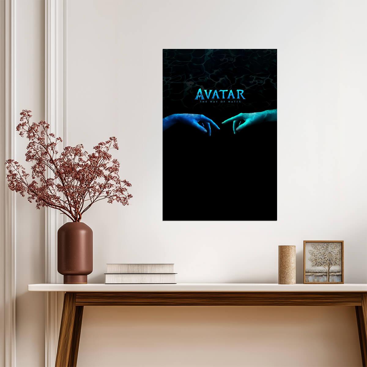 Avatar The Way of Water Movie Poster | Two Na'vi Hands Reaching - Movies & TV Poster