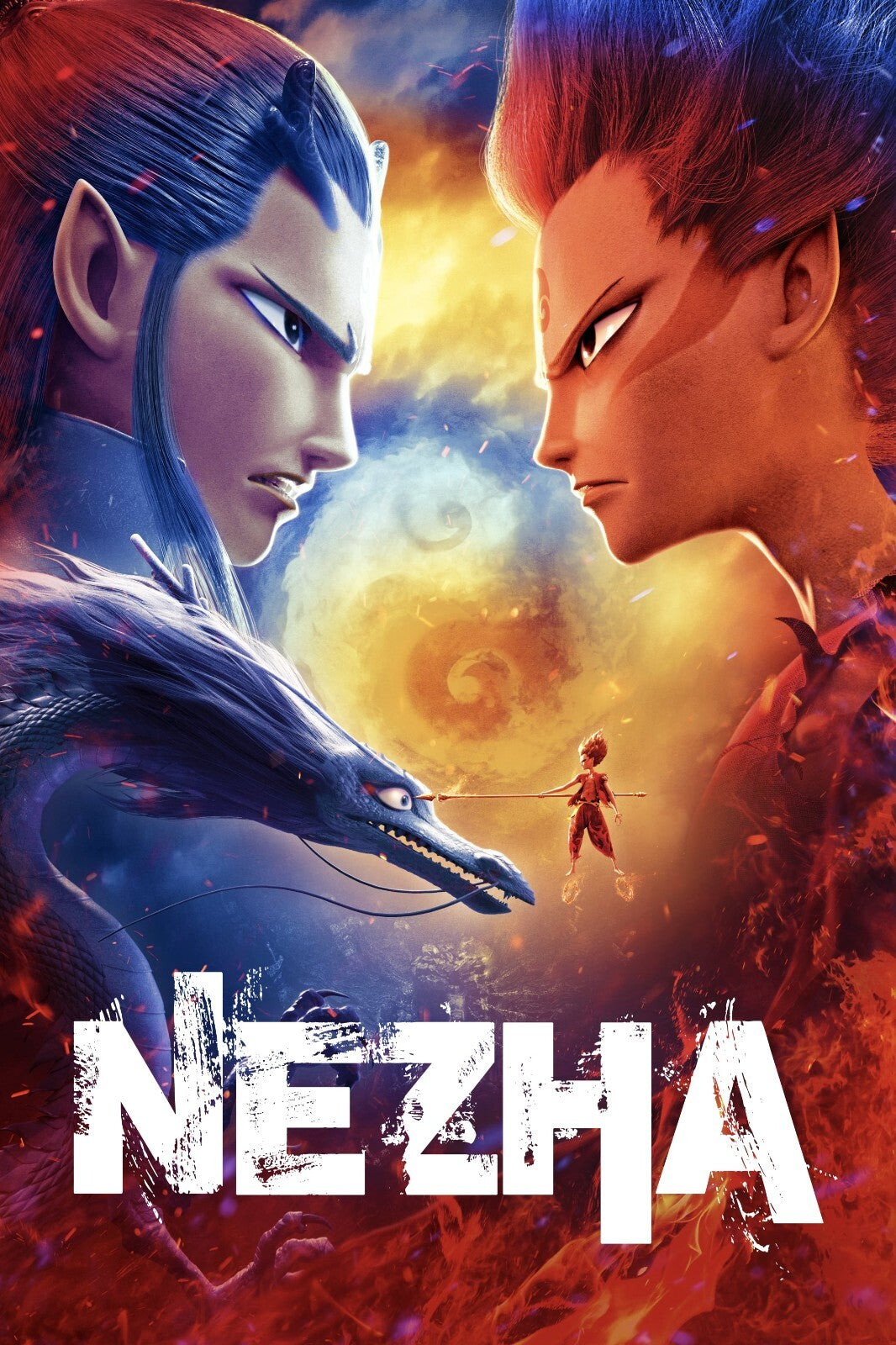 Ne Zha 2019 Animated Movie Poster | Ne Zha and Ao Bing Face to Face - Anime Poster