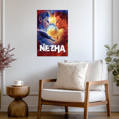 Ne Zha 2019 Animated Movie Poster | Ne Zha and Ao Bing Face to Face - Anime Poster