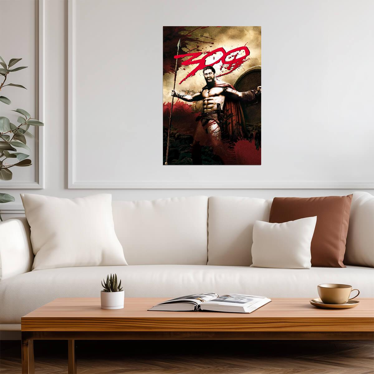 300 Leonidas Poster | Spear and Shield Spartan Illustration - Movies & TV Poster
