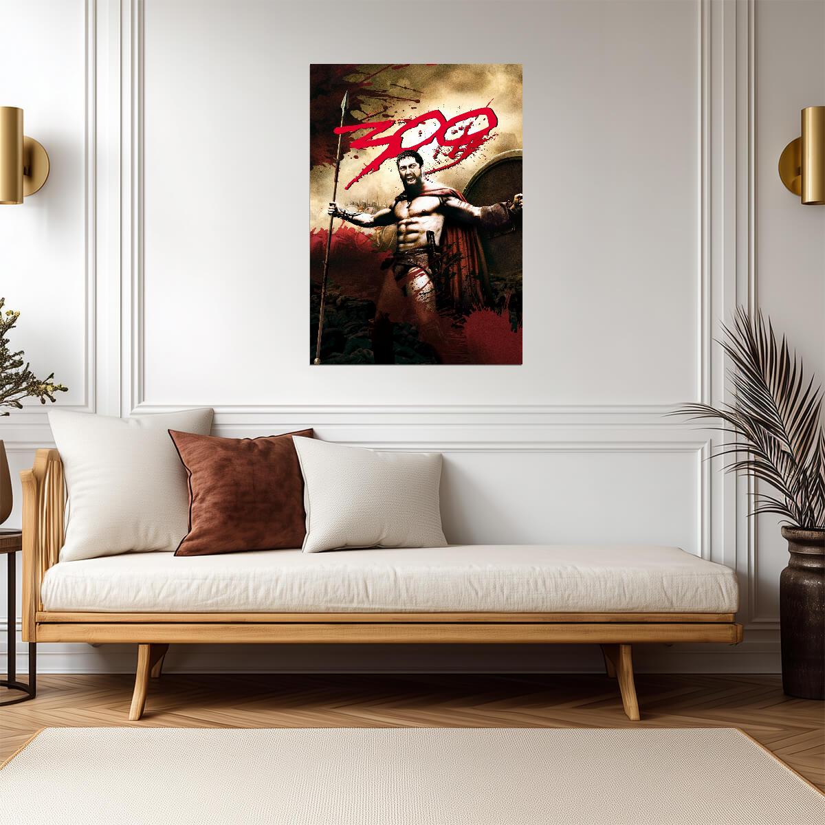300 Leonidas Poster | Spear and Shield Spartan Illustration - Movies & TV Poster