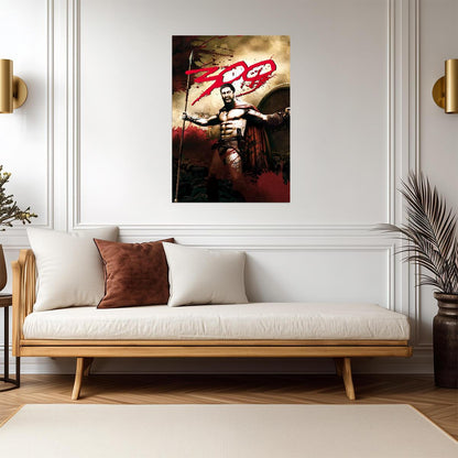 300 Leonidas Poster | Spear and Shield Spartan Illustration - Movies & TV Poster
