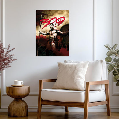 300 Leonidas Poster | Spear and Shield Spartan Illustration - Movies & TV Poster