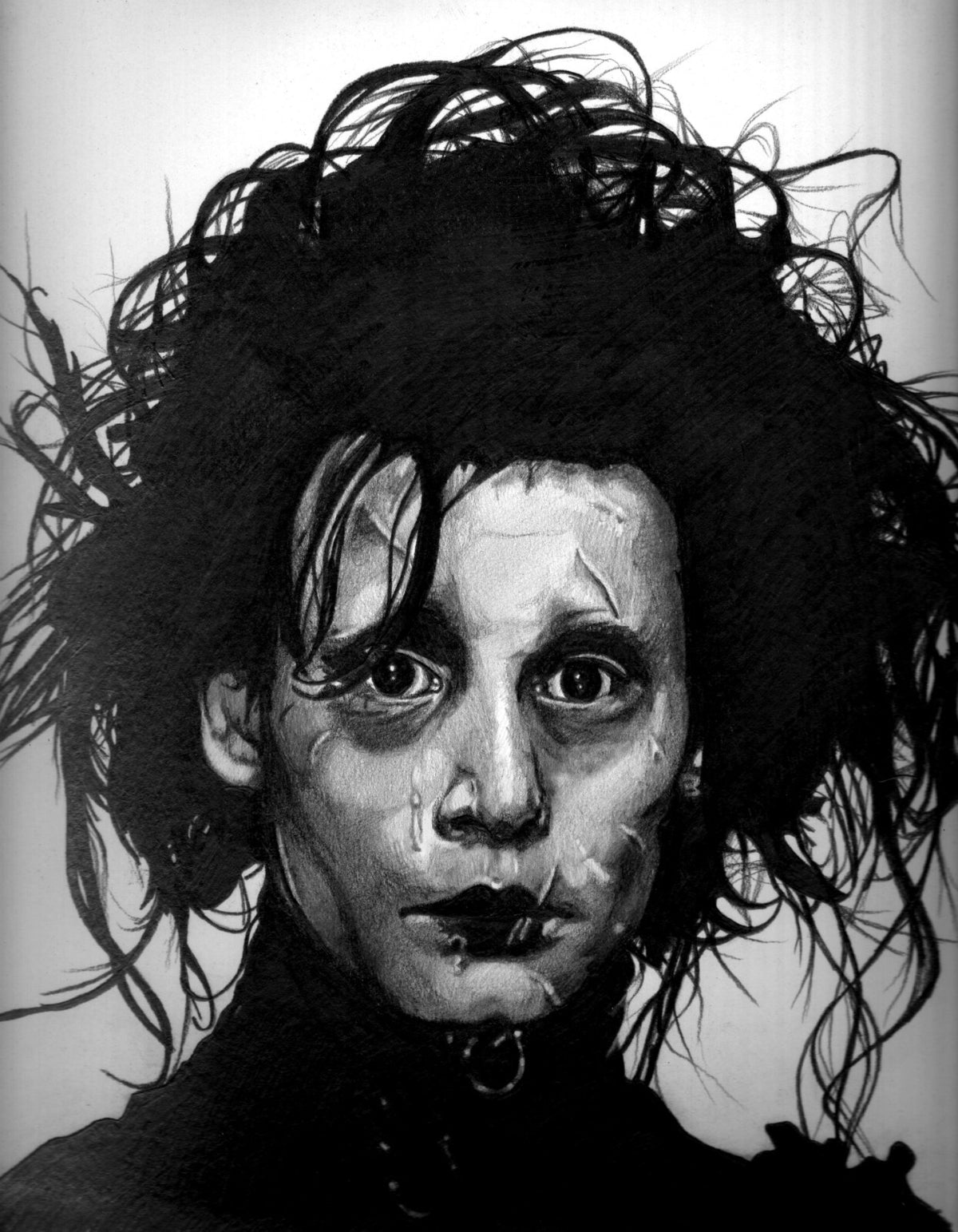 Edward Scissorhands Movie Poster | Johnny Depp Charcoal Style Portrait - Movies & TV Poster