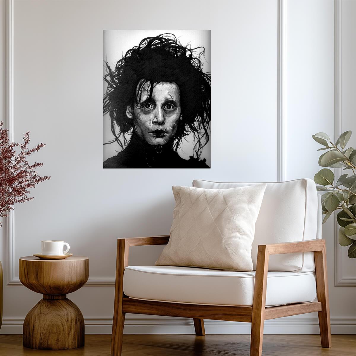 Edward Scissorhands Movie Poster | Johnny Depp Charcoal Style Portrait - Movies & TV Poster