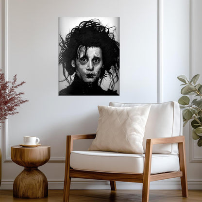 Edward Scissorhands Movie Poster | Johnny Depp Charcoal Style Portrait - Movies & TV Poster