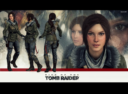 Rise of the Tomb Raider Poster | Lara Croft Winter Outfits and Portrait Studies - Video Games Poster
