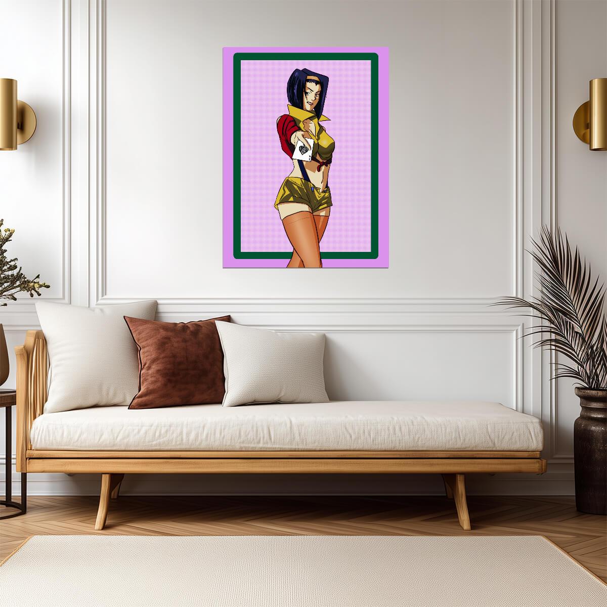 Cowboy Bebop Poster | Faye Valentine with a Playing Card - Anime Poster