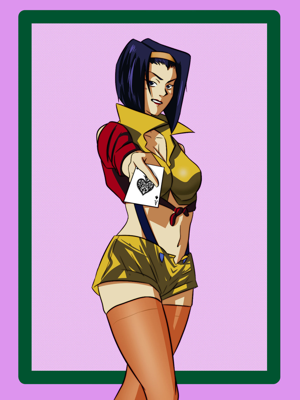 Cowboy Bebop Poster | Faye Valentine with a Playing Card - Anime Poster