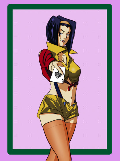 Cowboy Bebop Poster | Faye Valentine with a Playing Card - Anime Poster