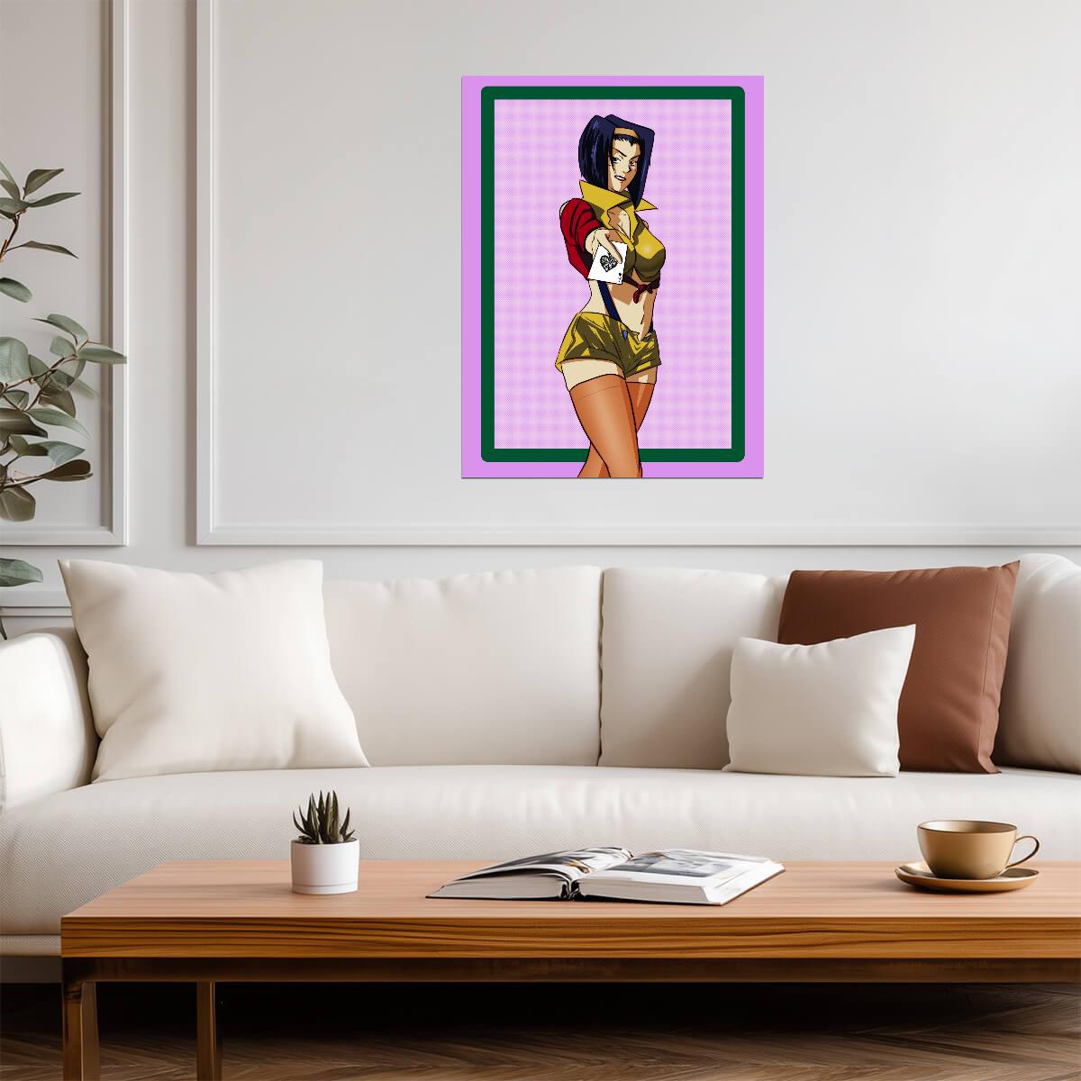Cowboy Bebop Poster | Faye Valentine with a Playing Card - Anime Poster