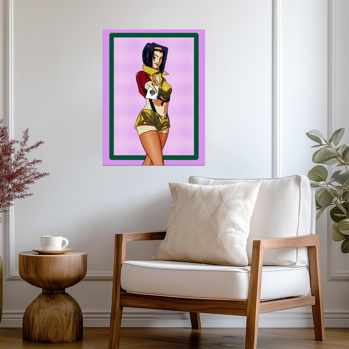 Cowboy Bebop Poster | Faye Valentine with a Playing Card - Anime Poster
