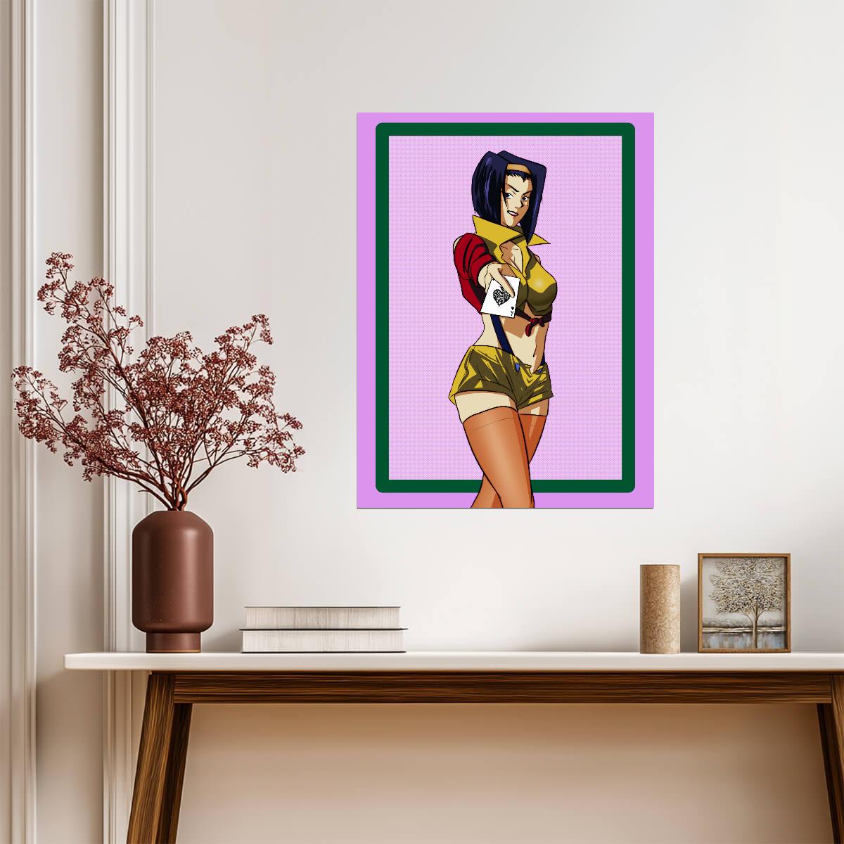 Cowboy Bebop Poster | Faye Valentine with a Playing Card - Anime Poster