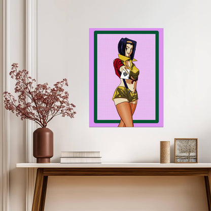 Cowboy Bebop Poster | Faye Valentine with a Playing Card - Anime Poster
