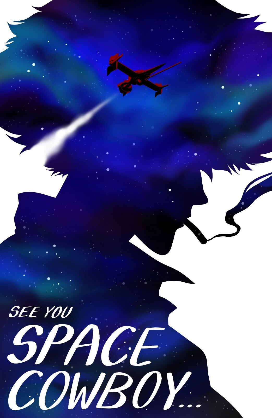 Cowboy Bebop Poster | Spike's Galaxy Portrait and Swordfish II | See You Space Cowboy - Anime Poster